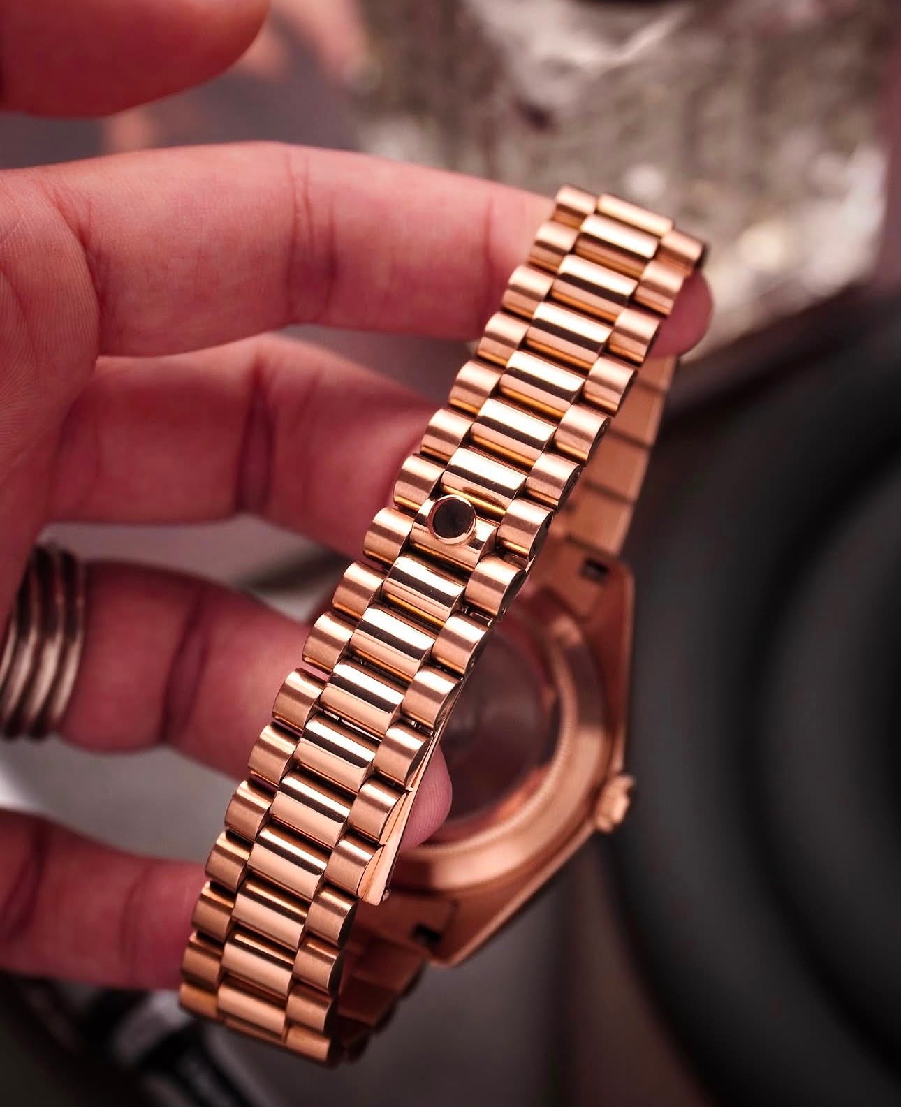 Seiko Day-Date Rose Gold Black Roman