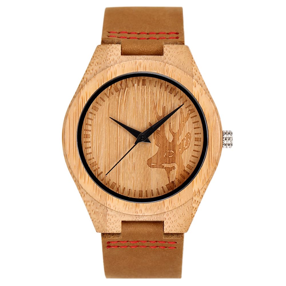 Classic Engravable Bamboo Wooden Watch for Men