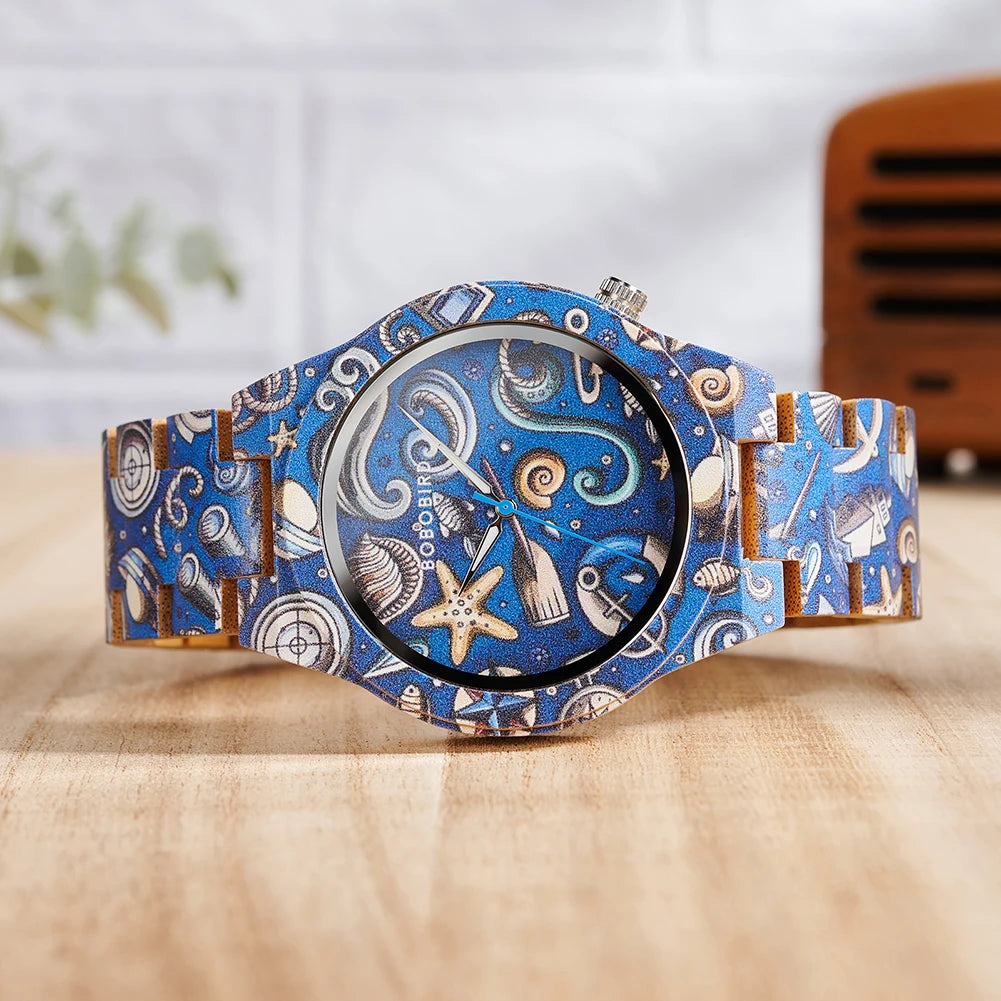 Handmade Classic Quartz Wood Watch with Pointer Dial Display