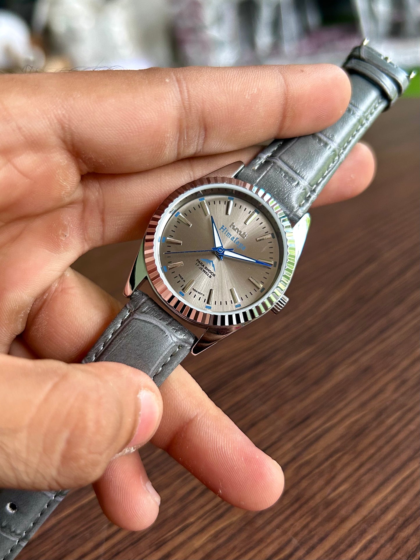 HMT Himalaya Grey Sunburst Unisex Hand-Winding Mod Watch