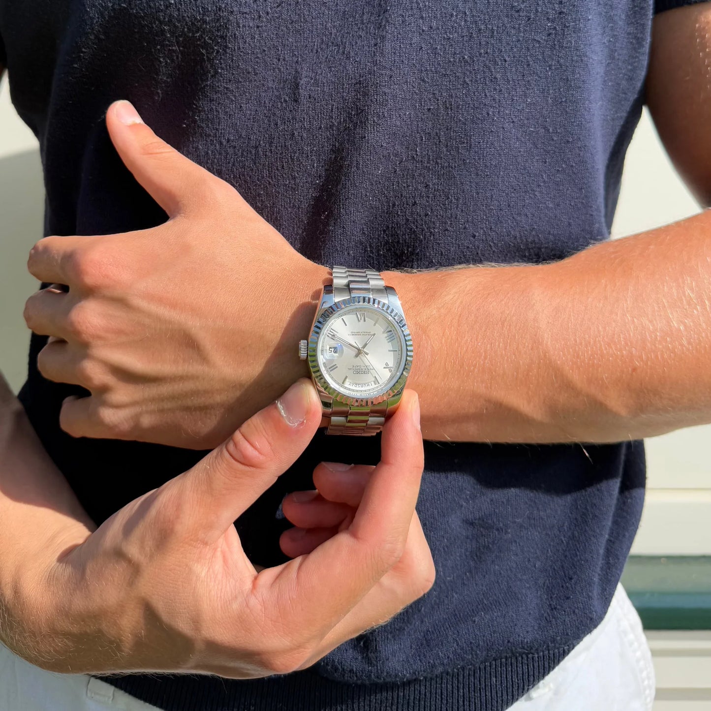 Seiko Day-Date Silver Edition