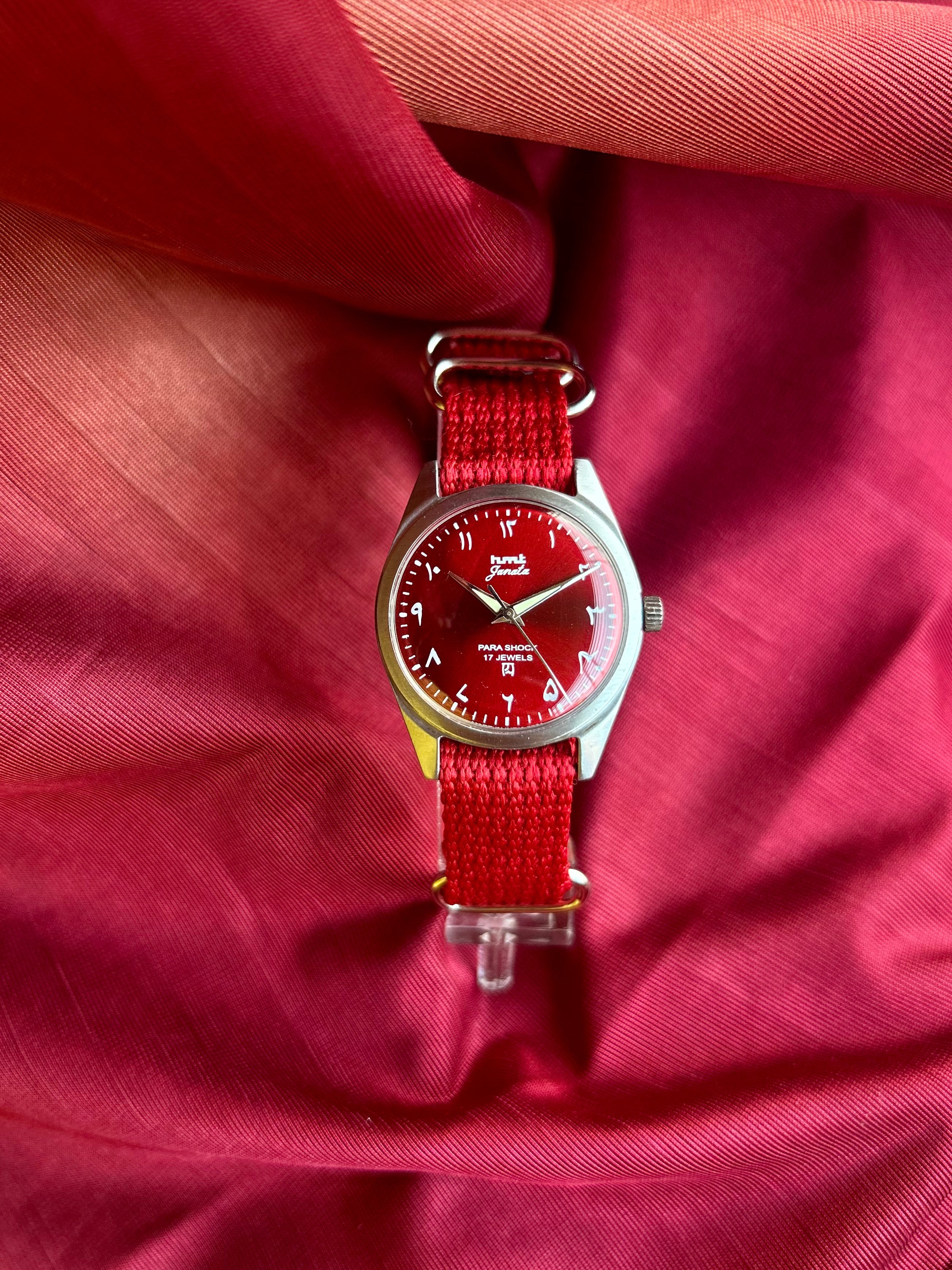 HMT Maroon Sunburst Arabic Janata Handwinding Mod