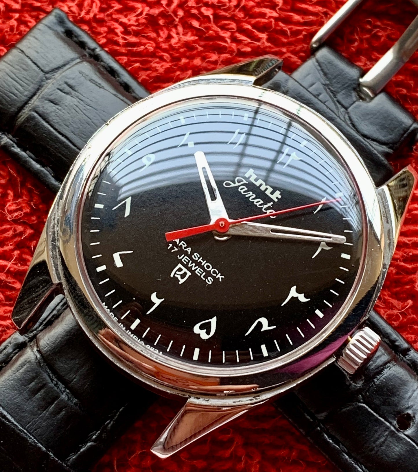 HMT Black Sunburst Arabic Janata - Mod Watch