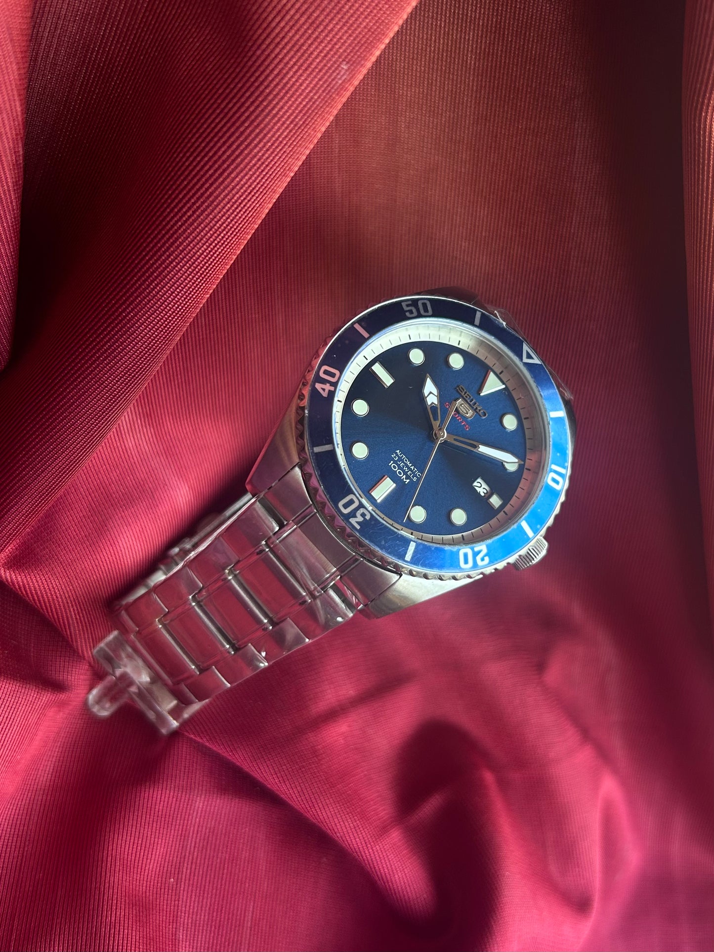 Seiko 5 Blue Sports Automatic Homage Mod