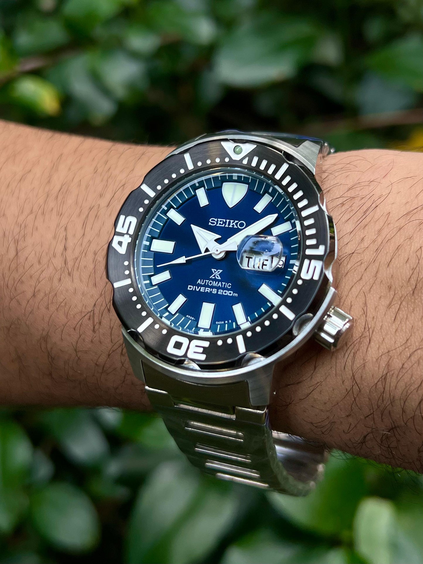 Seiko Men’s Automatic Prospex Monster Black Dial Diver's Mod Blue