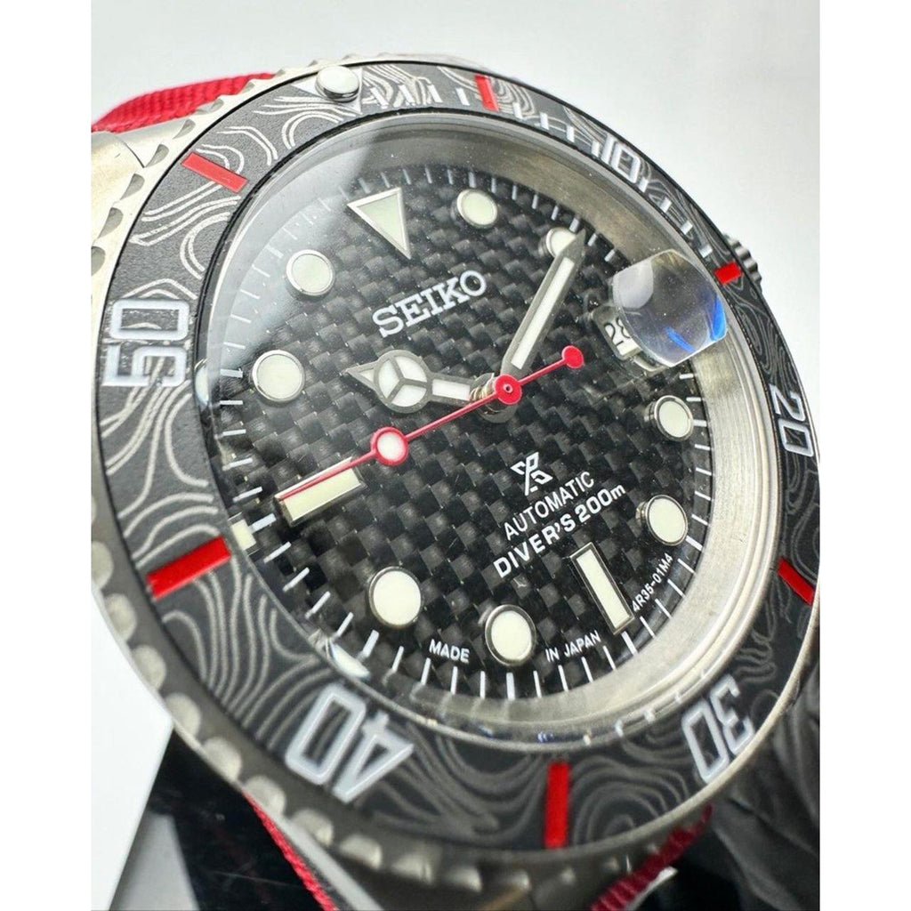 Seiko Mod  Black/Red "Carbon Titanium"