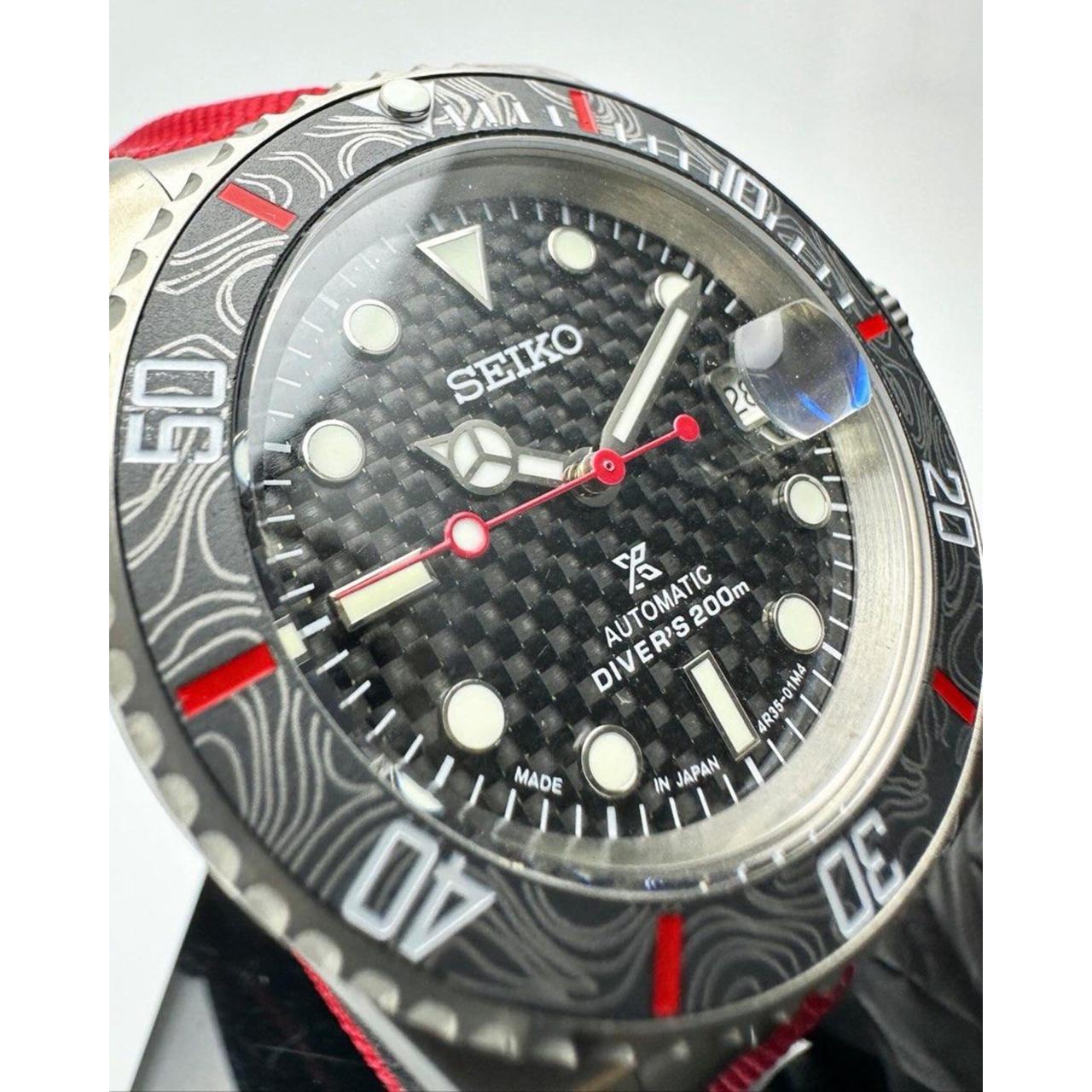 Seiko Mod  Black/Red "Carbon Titanium"