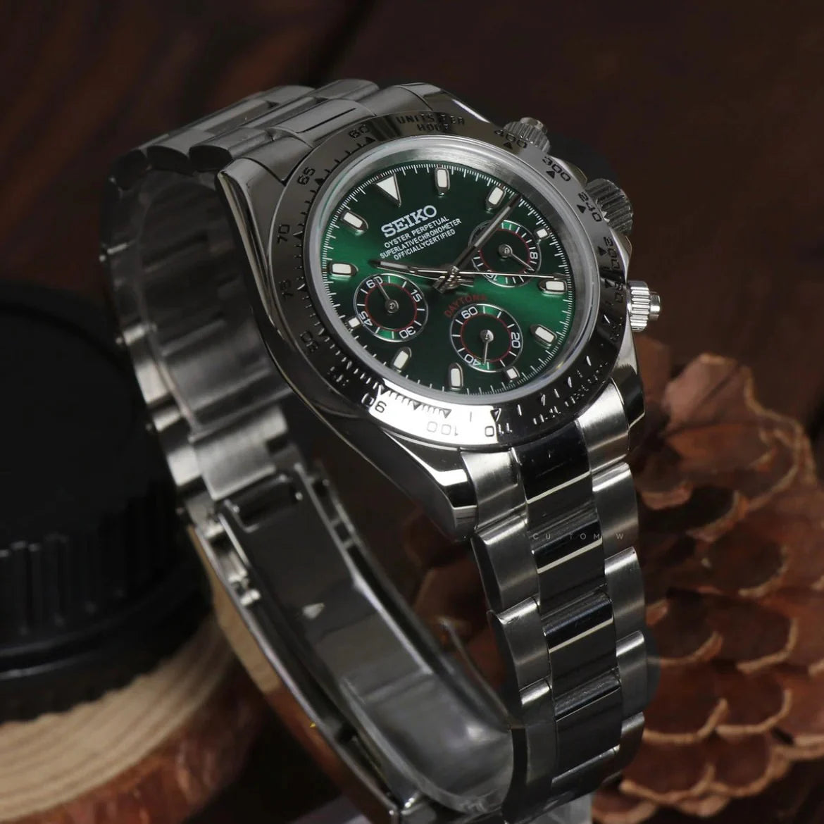 Daytona Seiko Custom Mod |  Silver  -  Green