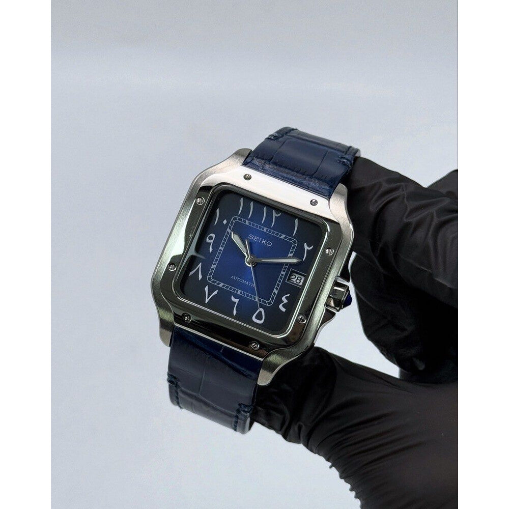 Seiko Mod: "Deep Blue Arabic" Santos Homage