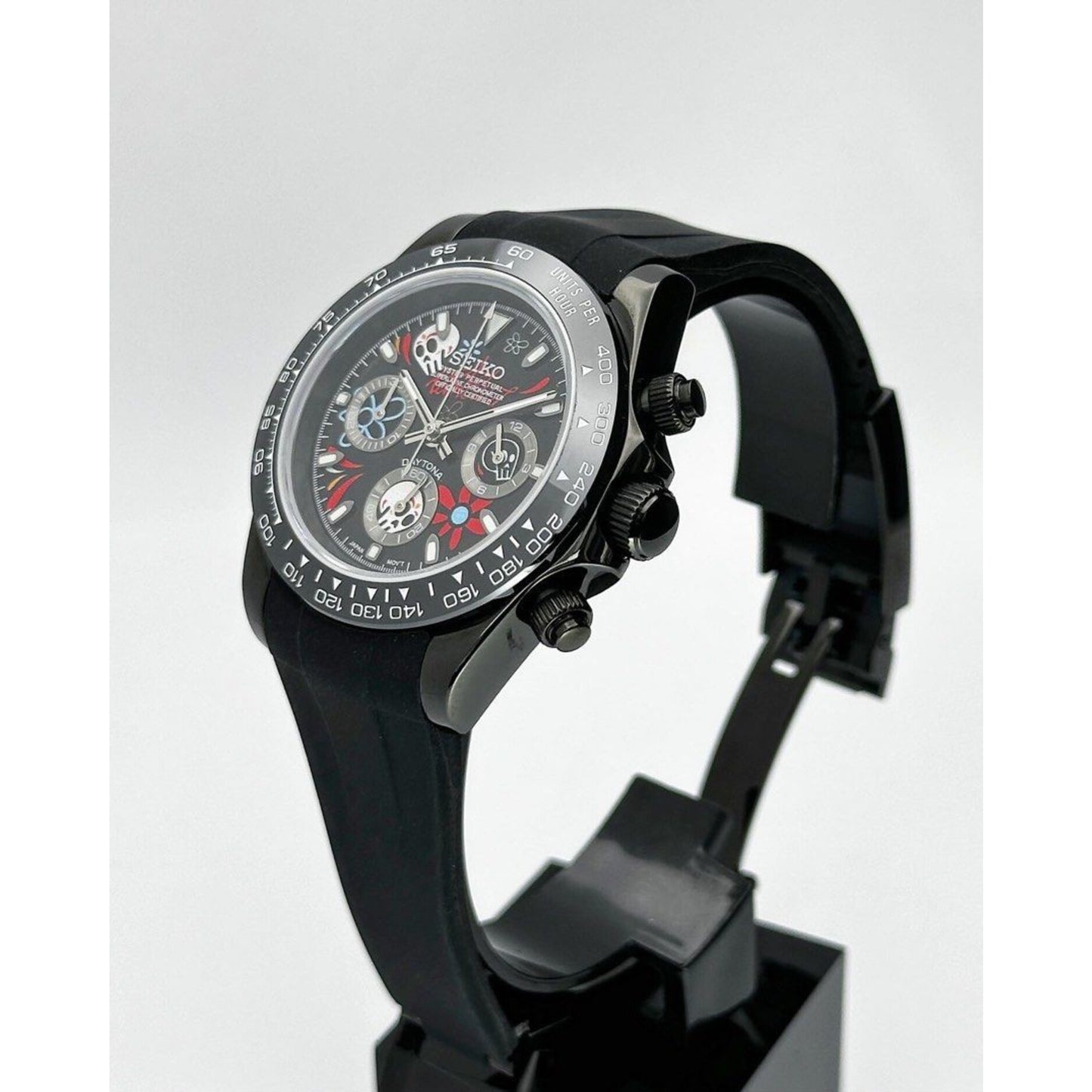 Seiko Mod: "Black Candy Skull" Daytona