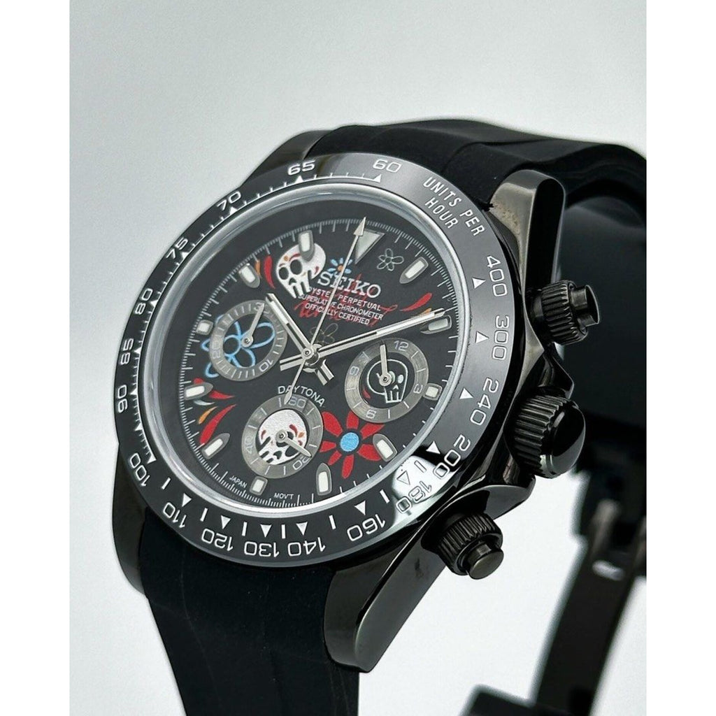 Seiko Mod: "Black Candy Skull" Daytona