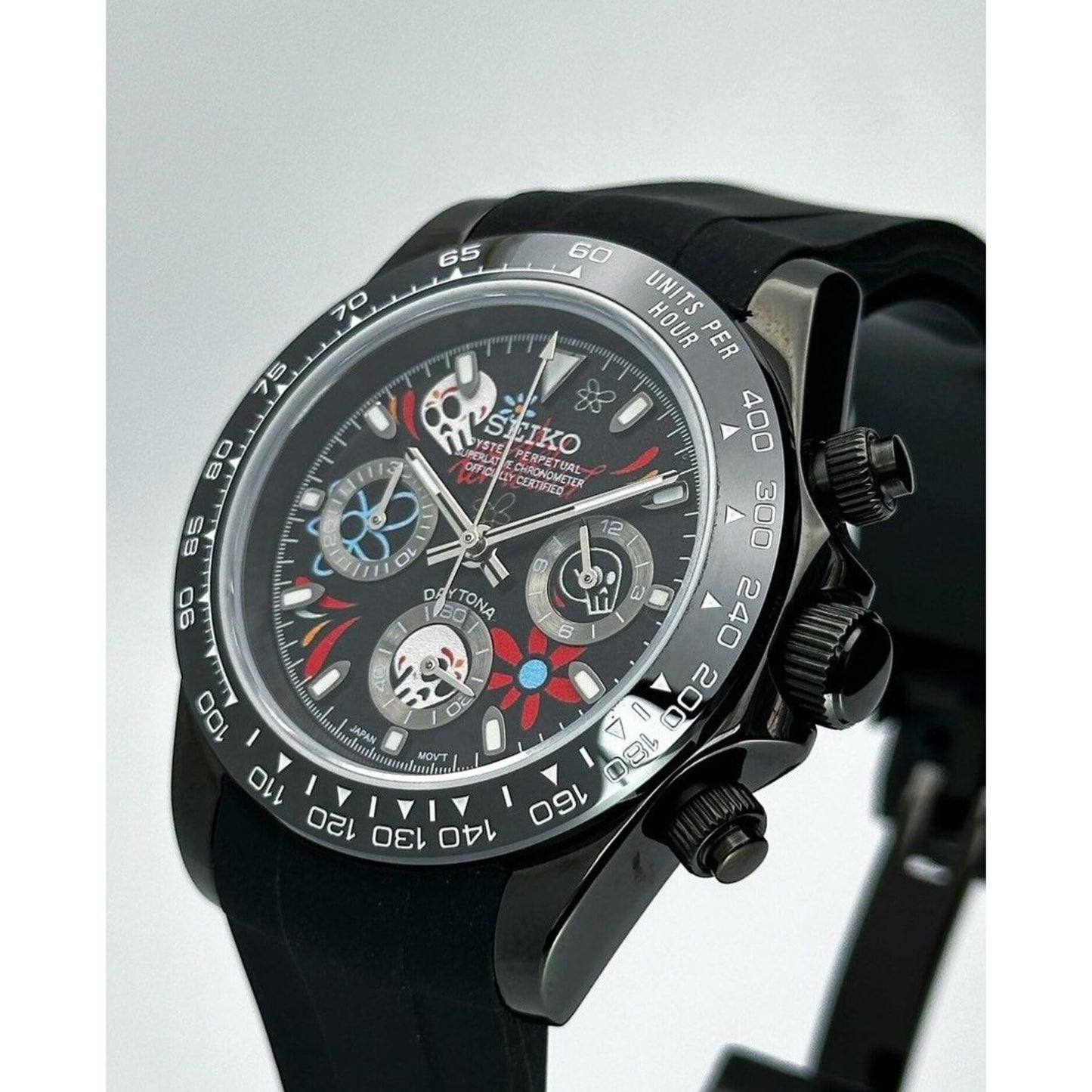 Seiko Mod: "Black Candy Skull" Daytona