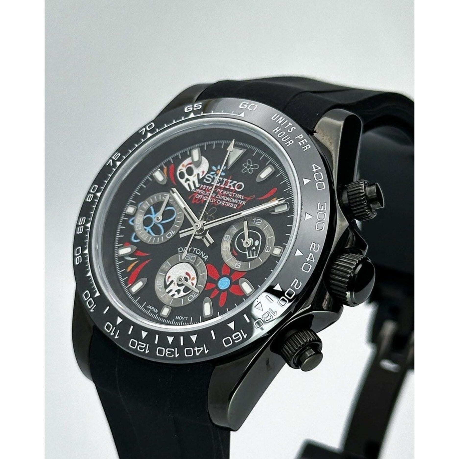 Seiko Mod: "Black Candy Skull" Daytona