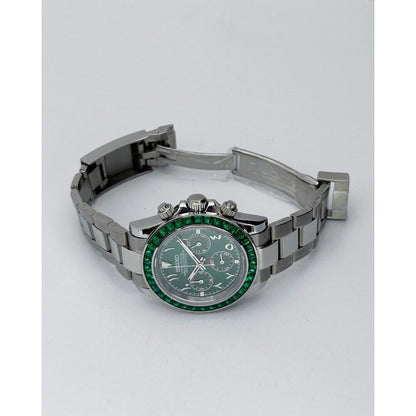 Seiko Mod "Emerald Arabic" Gem-Set Chronograph