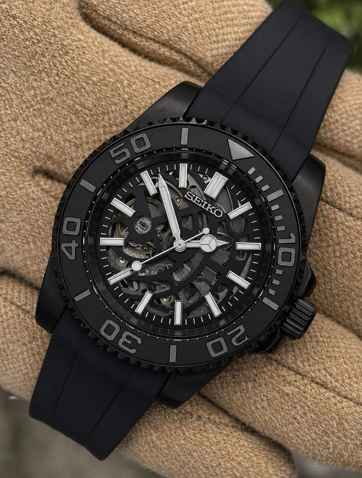Seiko Black Skeleton Style Watch
