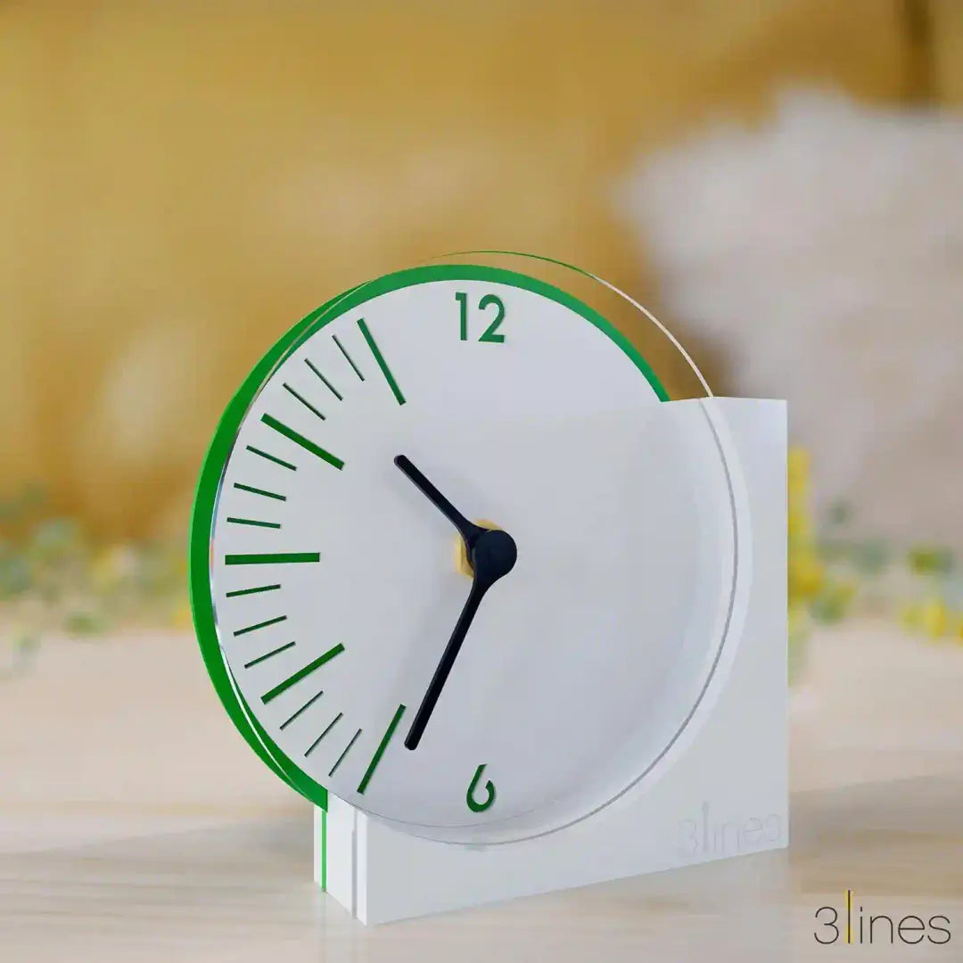 3 Lines Acrylic Squircle Table Clock with Unique Design | Size 11 X 11 cm