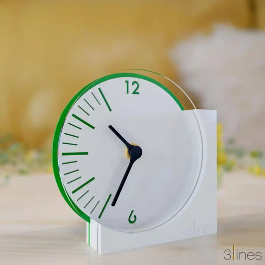 3 Lines Acrylic Squircle Table Clock with Unique Design | Size 11 X 11 cm