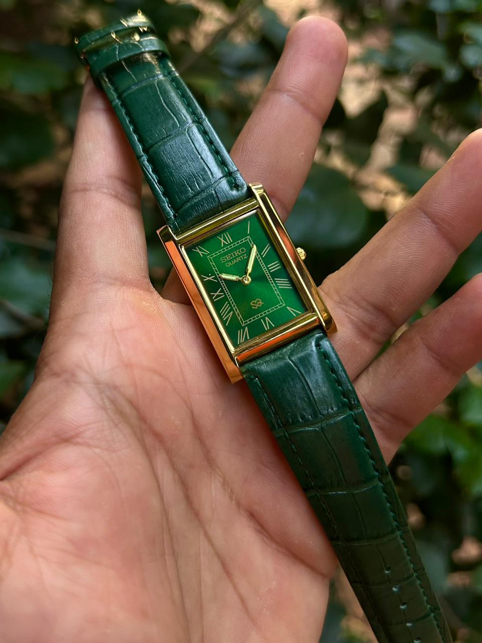Seiko Tank Green Quartz Unisex  Watch
