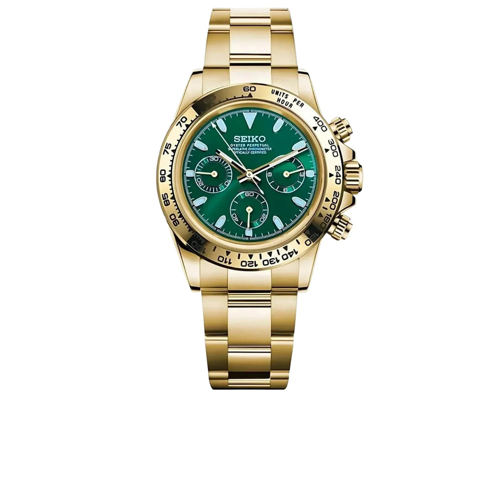Daytona Seiko Custom Mod |  Gold  -  Green