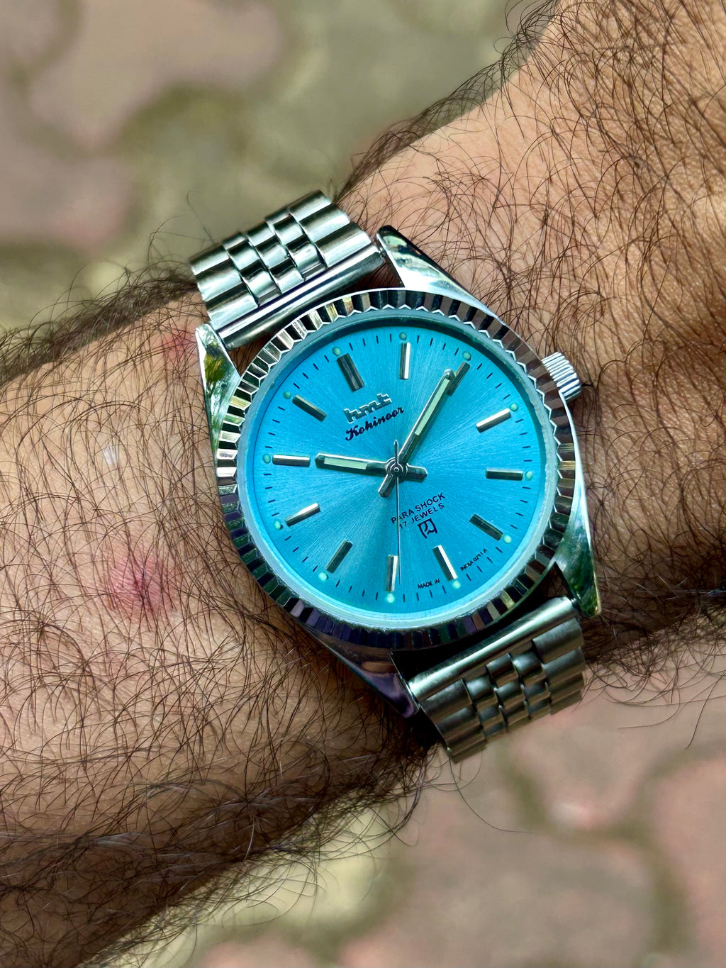 HMT Kohinoor IceBlue Sunburst Fluted Mod