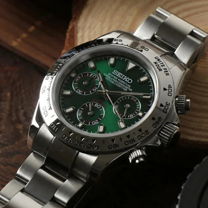 Daytona Seiko Custom Mod |  Silver  -  Green