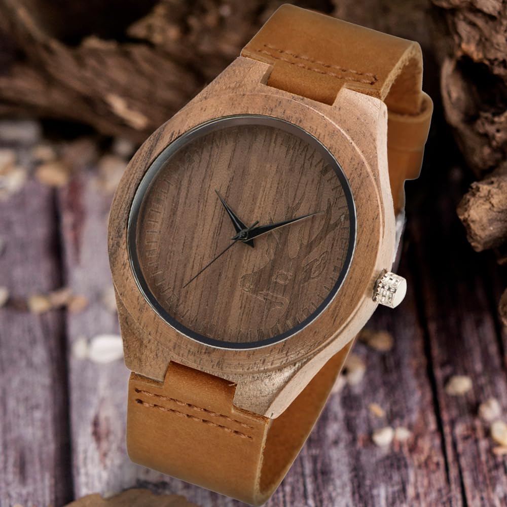 Classic Engravable Bamboo Wooden Watch for Men