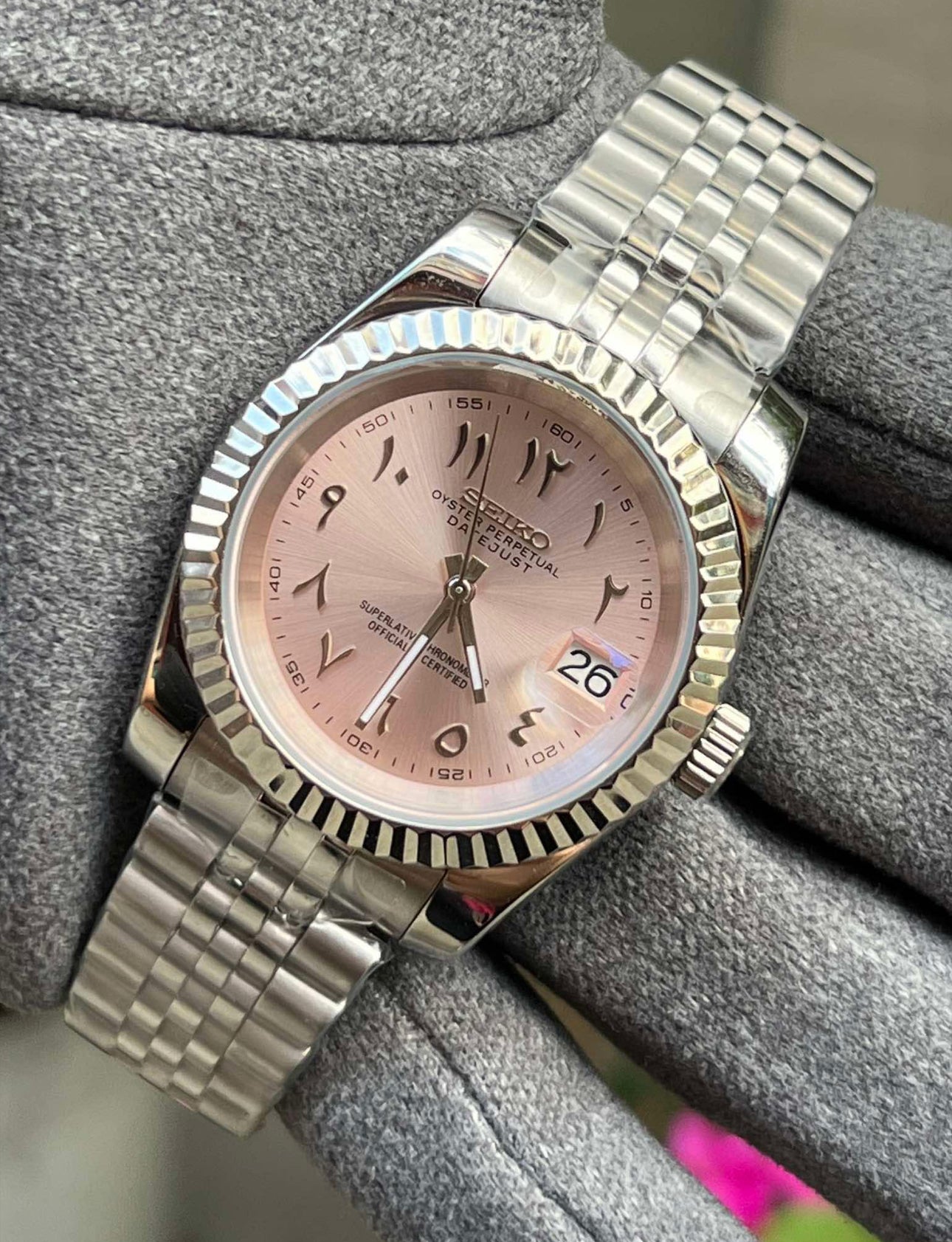 Seiko Datejust Pink Arabic Dial