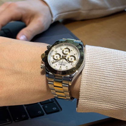Daytona Seiko Custom Mod |  Silver  -  Gold  (White)