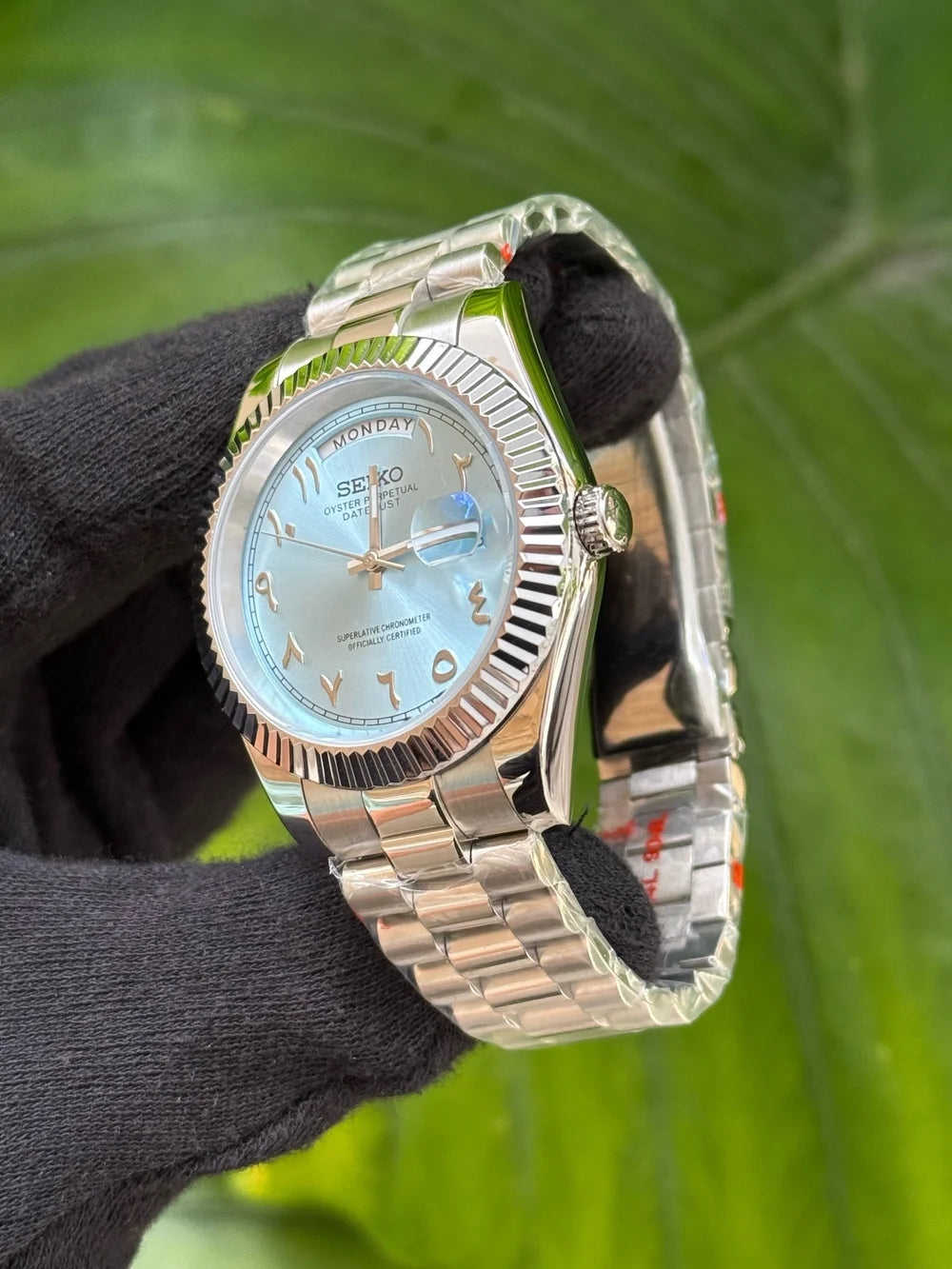 Seiko "Ice Blue Arabic Day-Date"