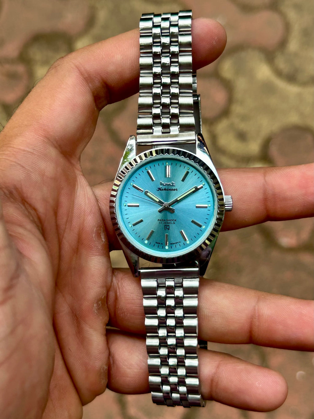 HMT Kohinoor IceBlue Sunburst Fluted Mod