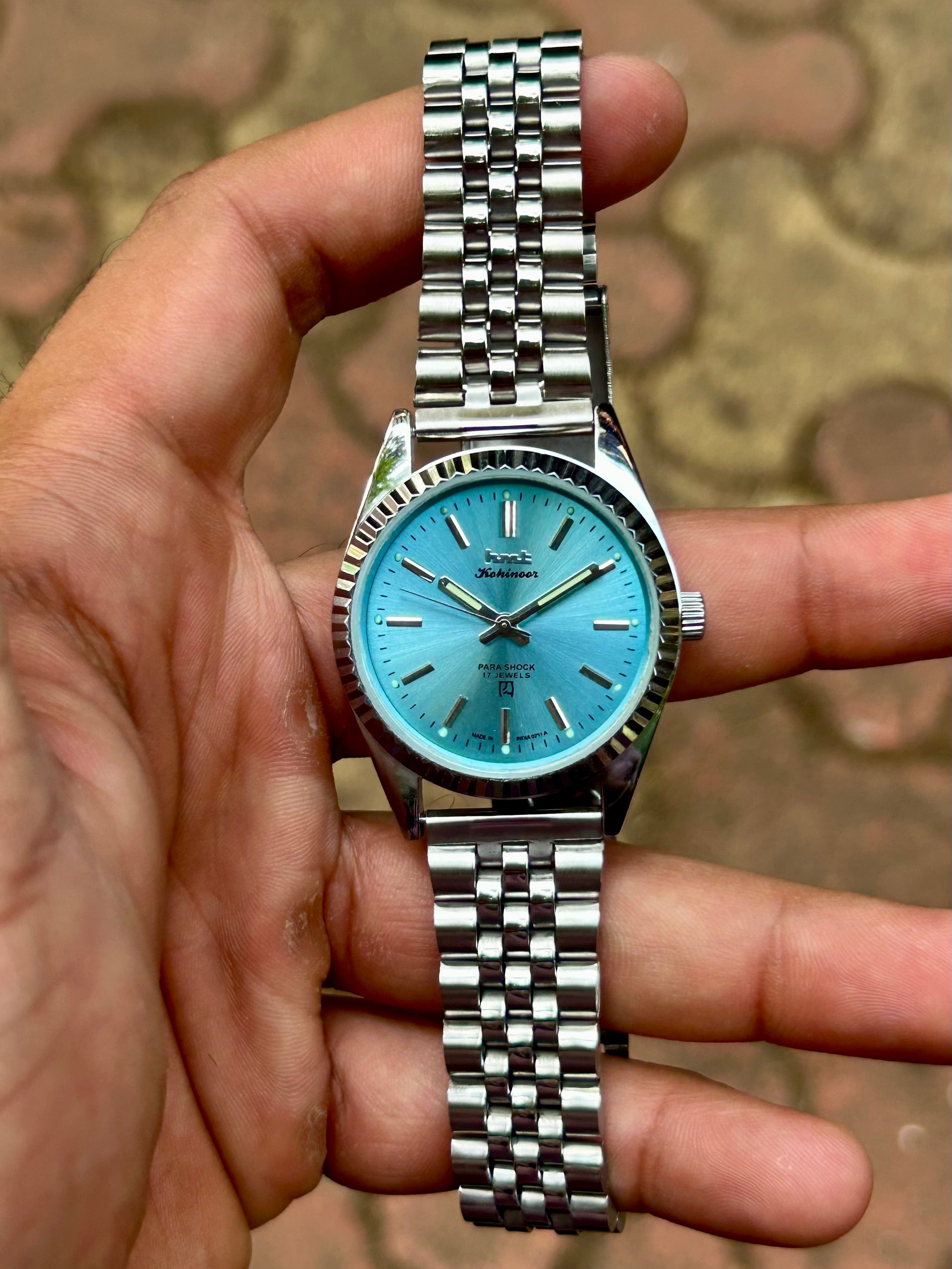 HMT Kohinoor IceBlue Sunburst Fluted Mod