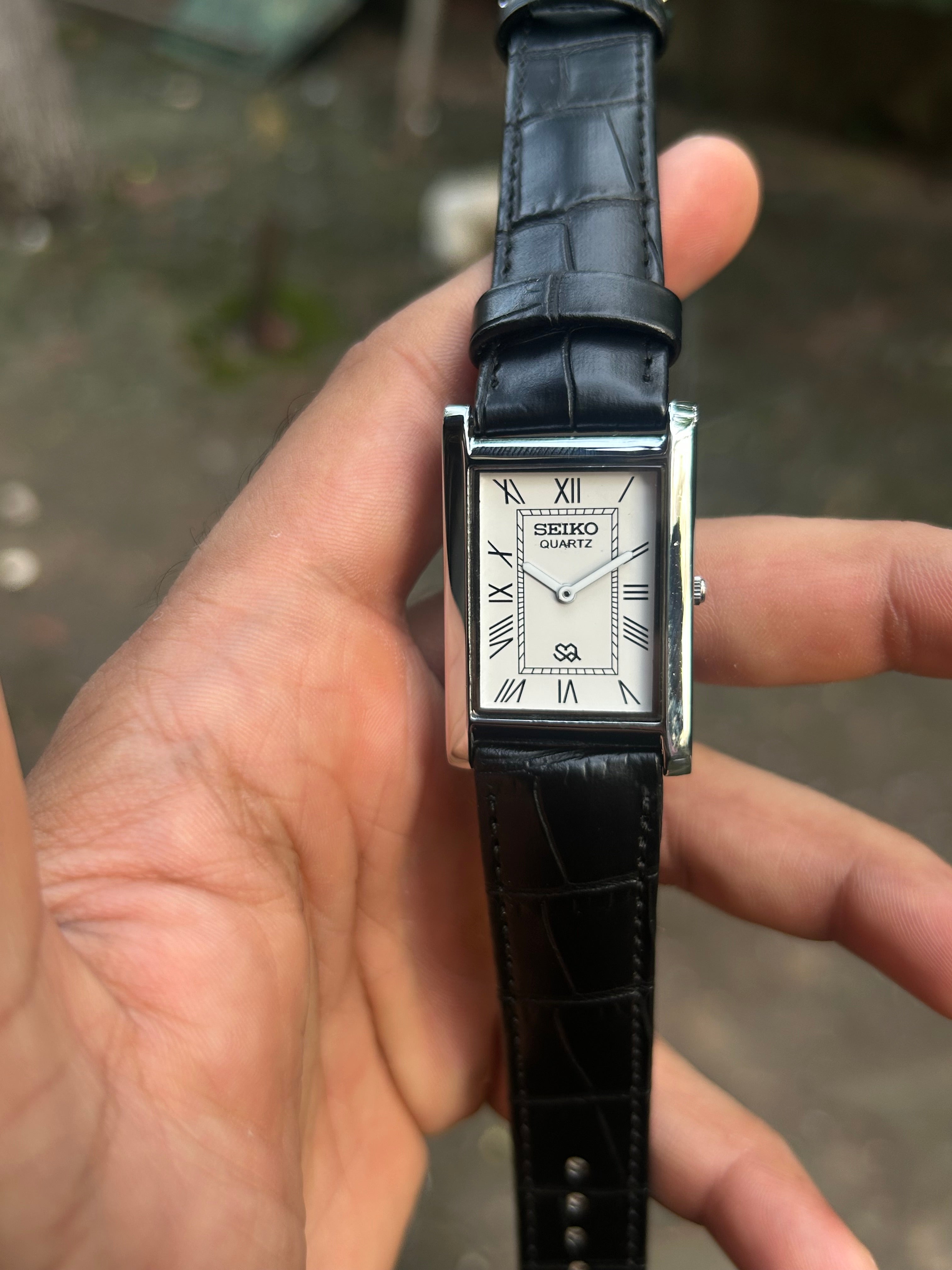 Seiko Tank White Quartz Unisex Watch Mod