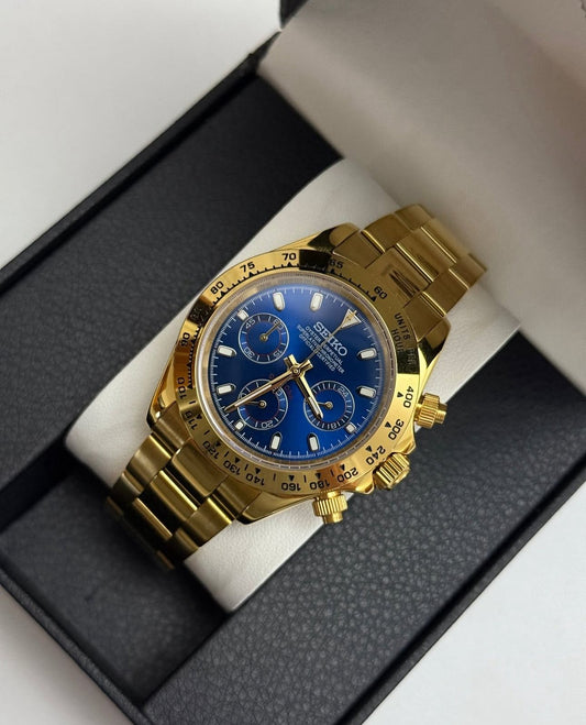 Seiko "Daytona"  Gold & Deep Blue Chronograph