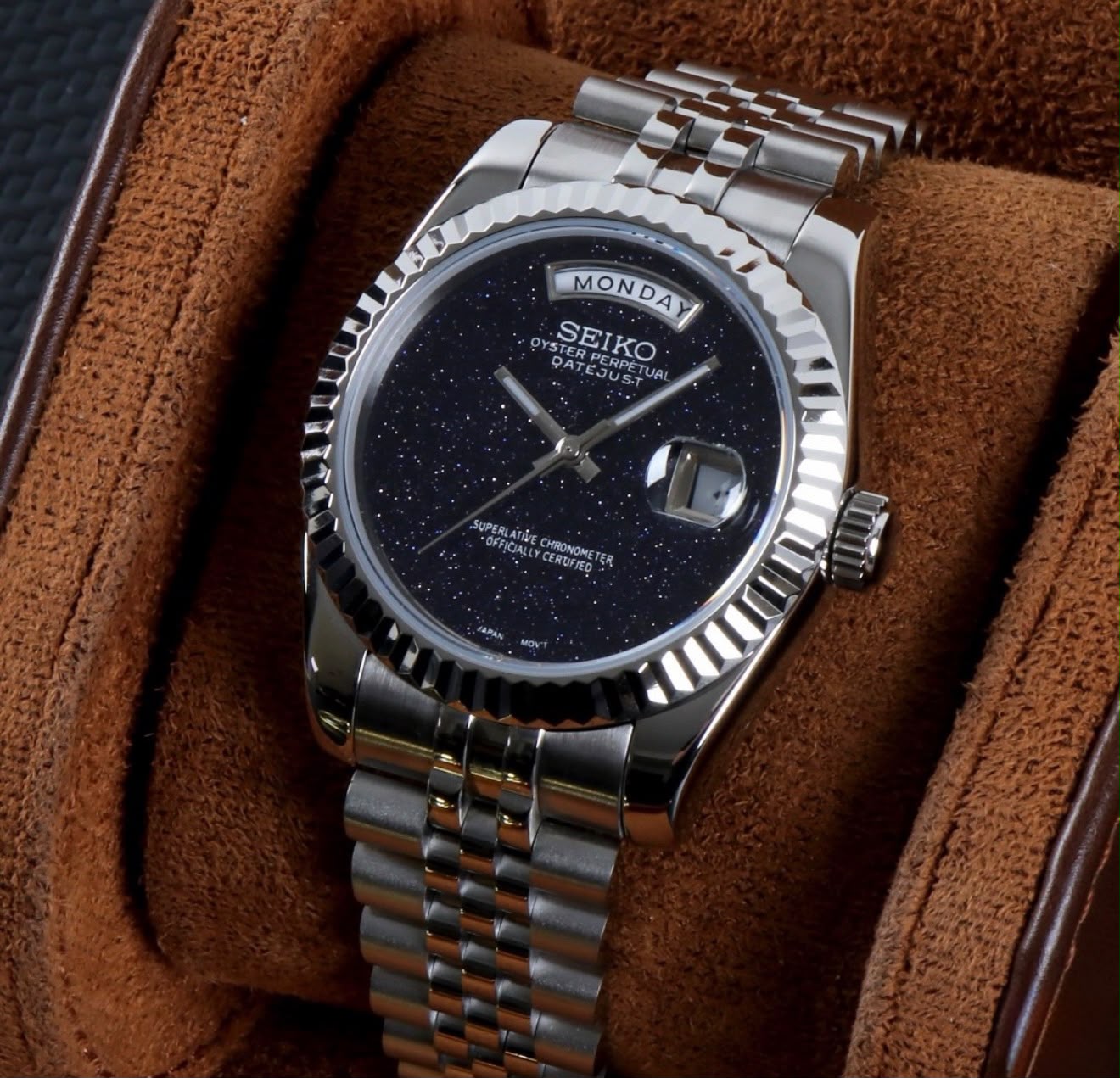 Seiko Day-Date Silver Meteor Black