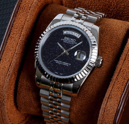 Seiko Day-Date Silver Meteor Black