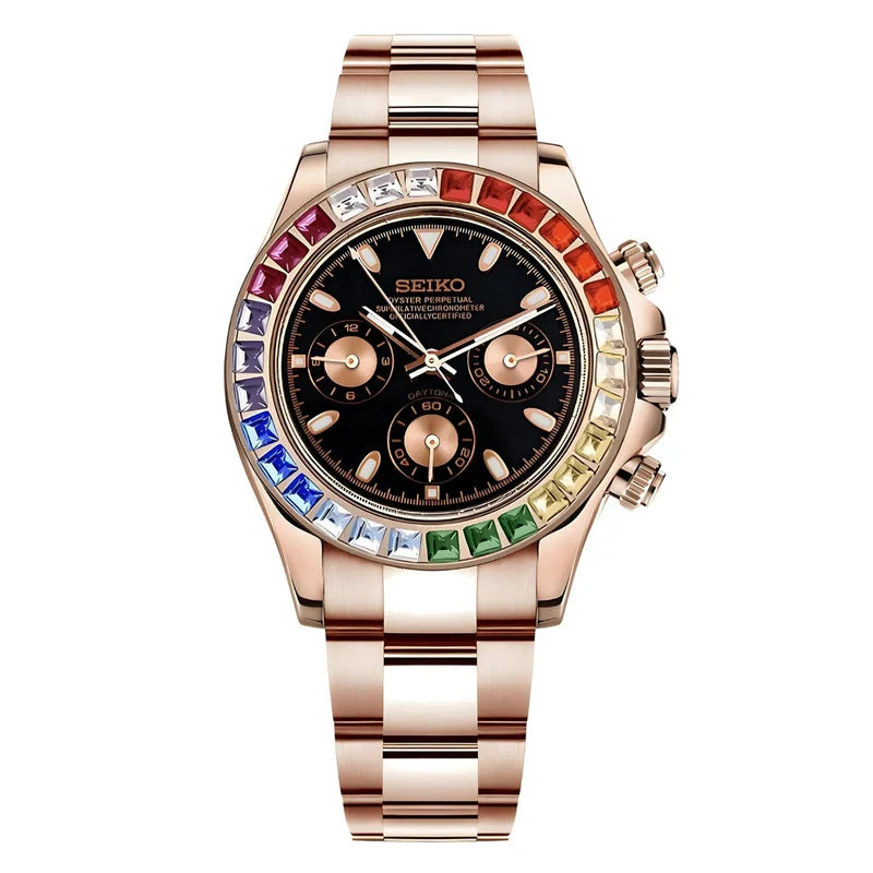 Special Edition Seiko Rainbow Daytona Chrono Rose Gold