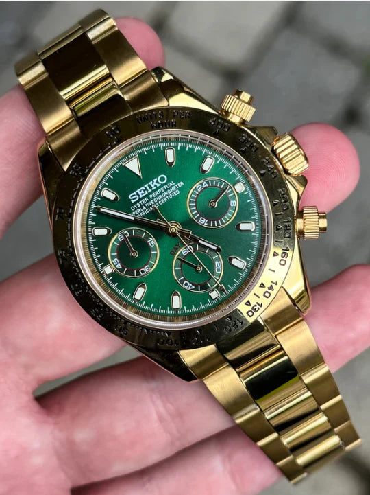 Daytona Seiko Custom Mod |  Gold  -  Green