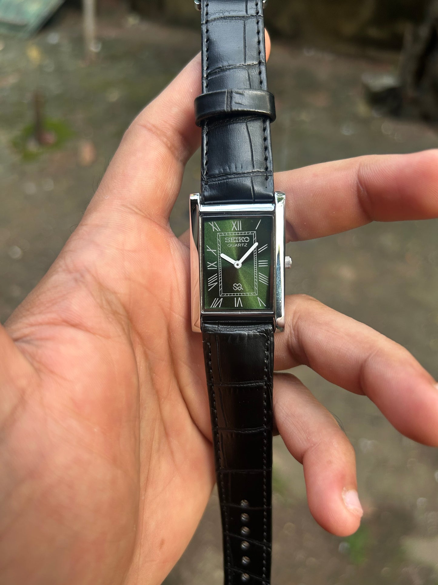 Seiko Tank Green Sunray Unisex Quartz Version