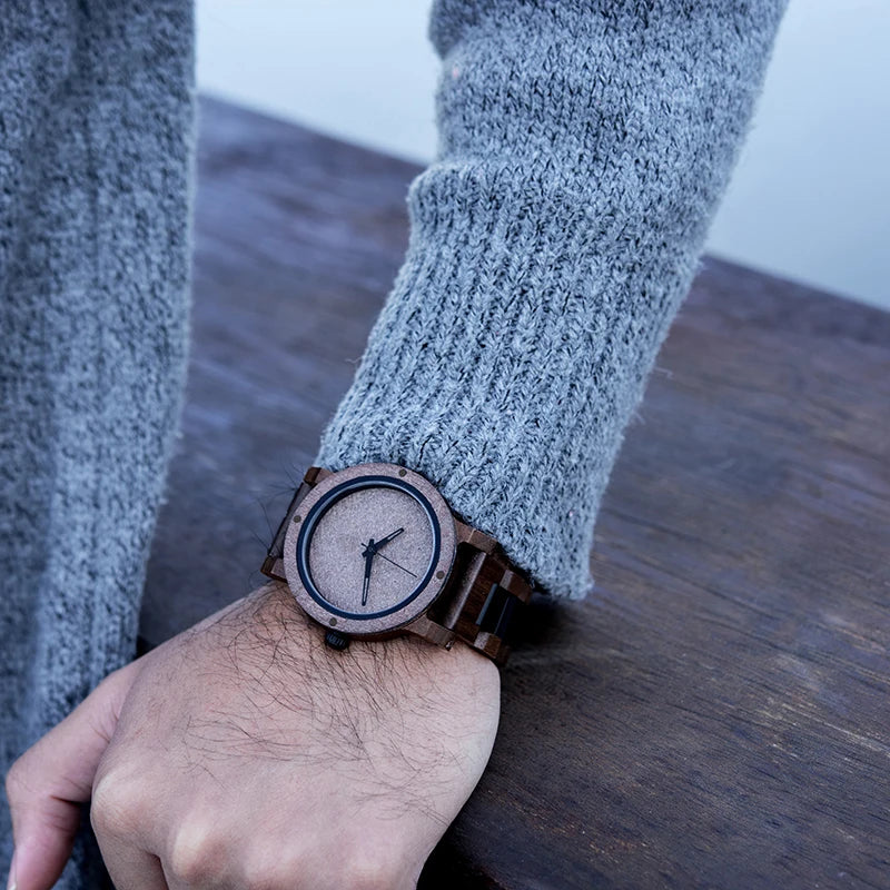 Wooden Stone Watch for Men High Grade Japan Quartz