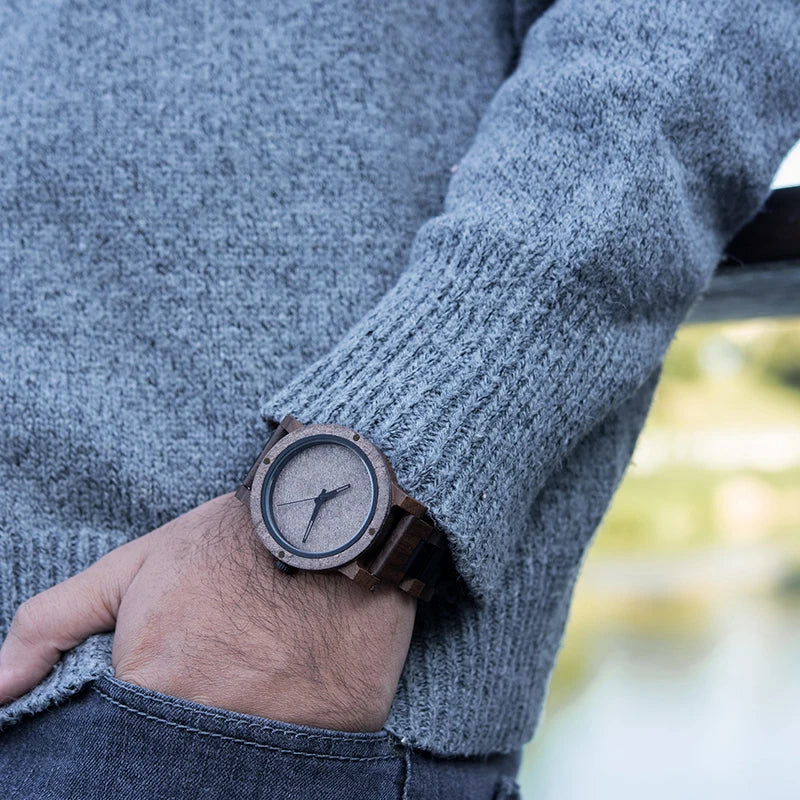 Wooden Stone Watch for Men High Grade Japan Quartz