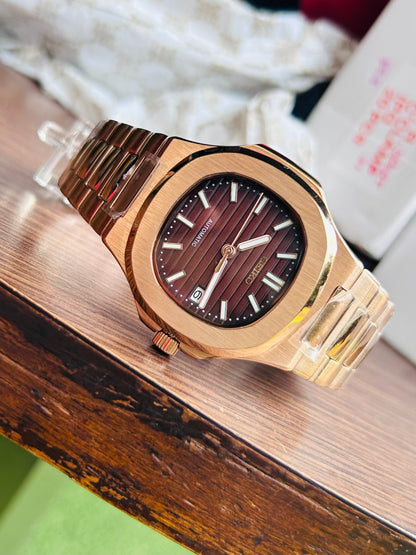 Seiko Nautilus Rose Gold Homage Mod Watch