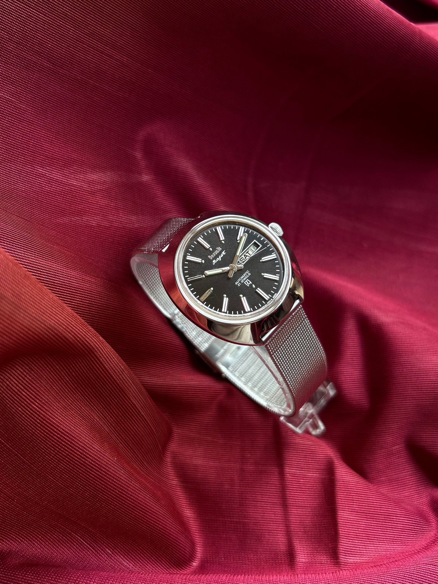 HMT Black Sunburst Rajat Day & Date Automatic Mod Watch
