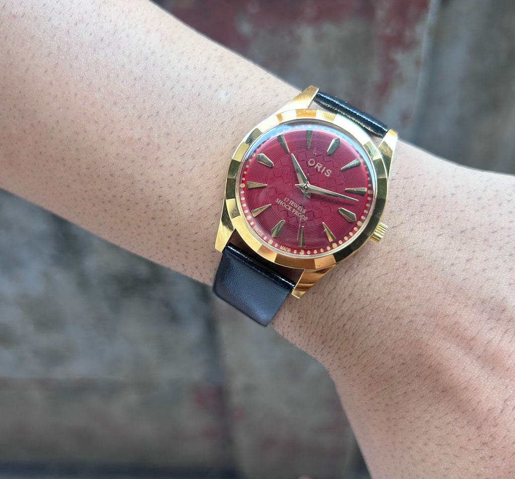 ORIS GOLD SWISS  - RED SUNBURST