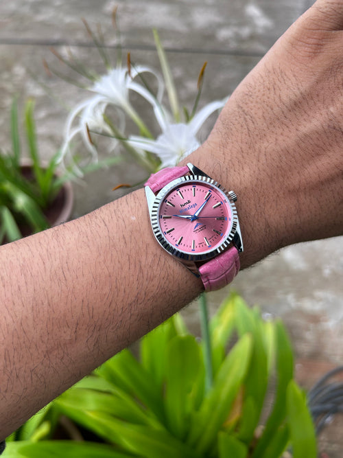 HMT Himalaya Pink Sunburst Unisex - Mod Watch