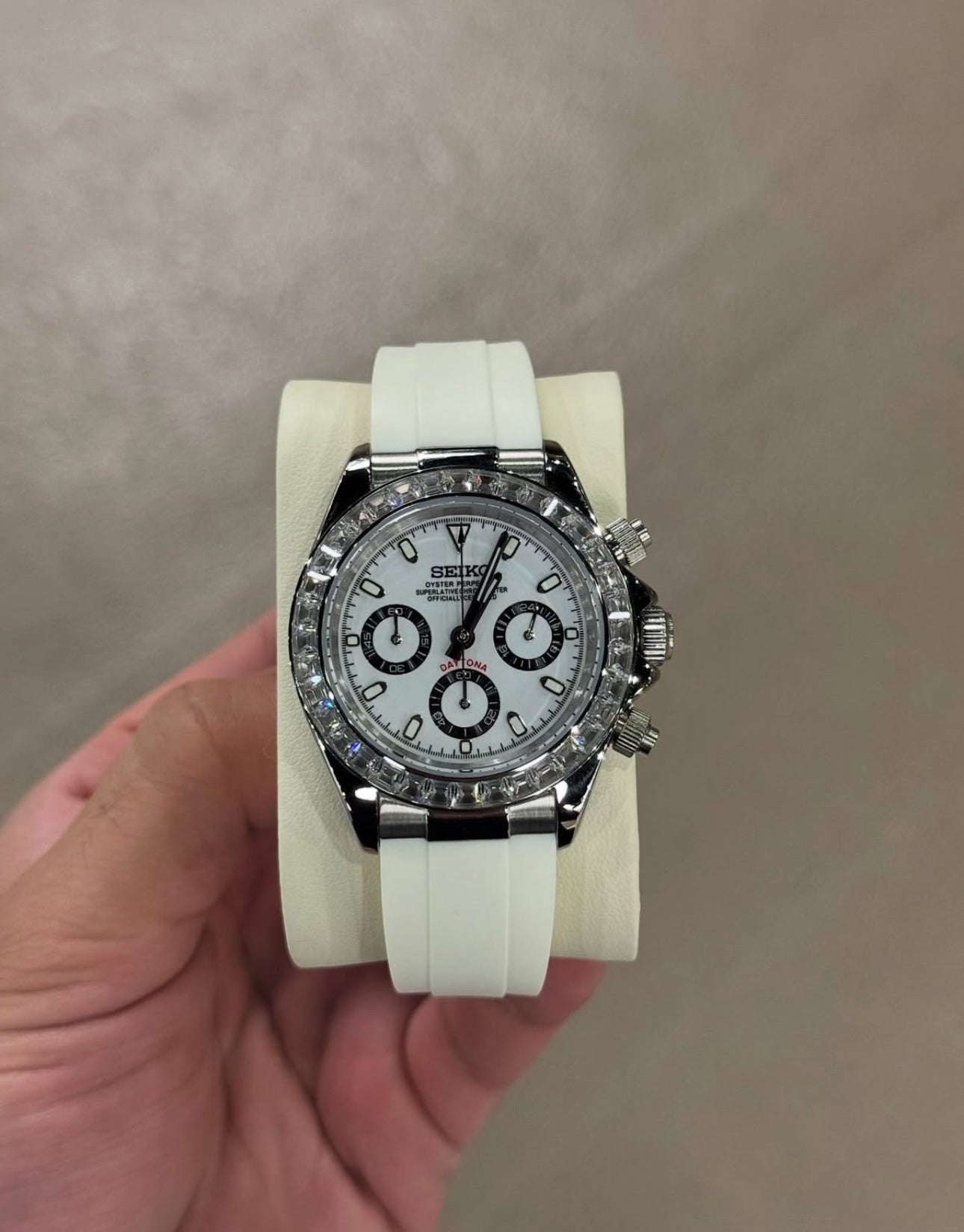 Special Edition Daytona Seiko "Ice White" Baguette Daytona