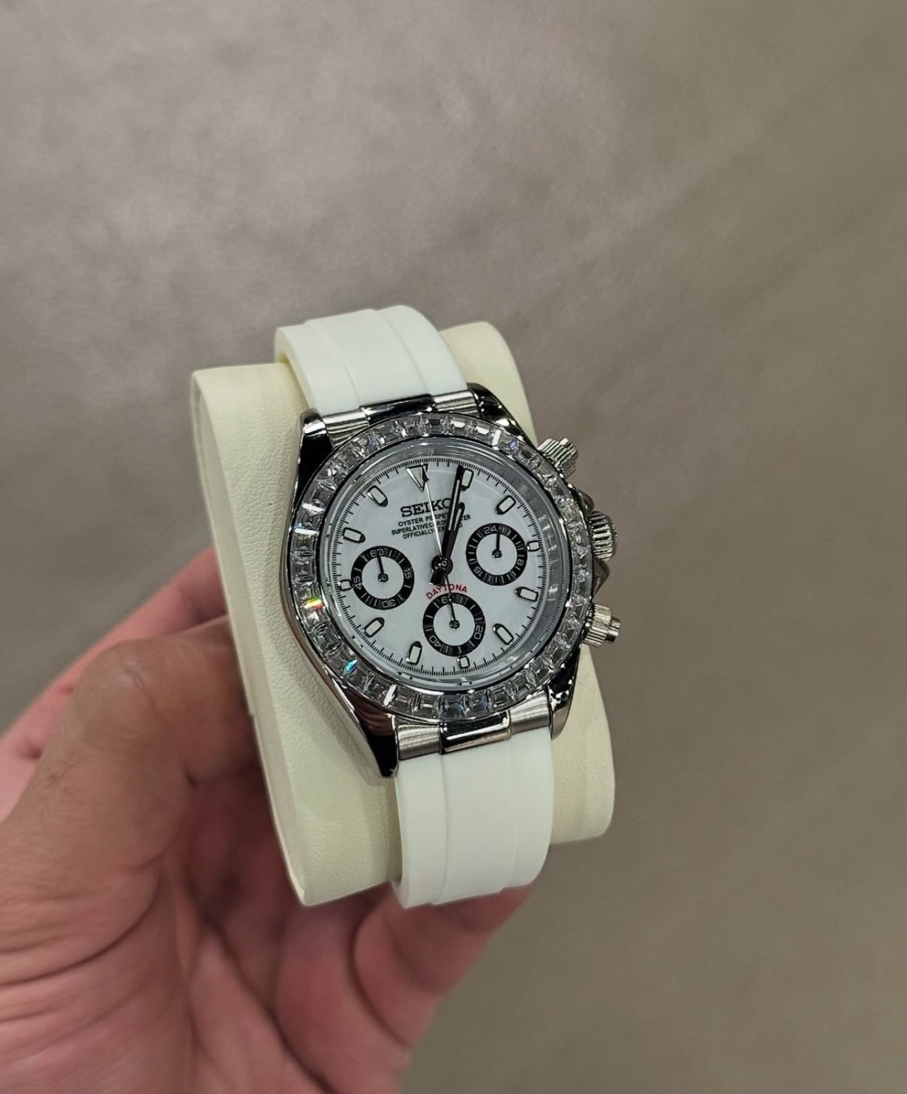Special Edition Daytona Seiko "Ice White" Baguette Daytona