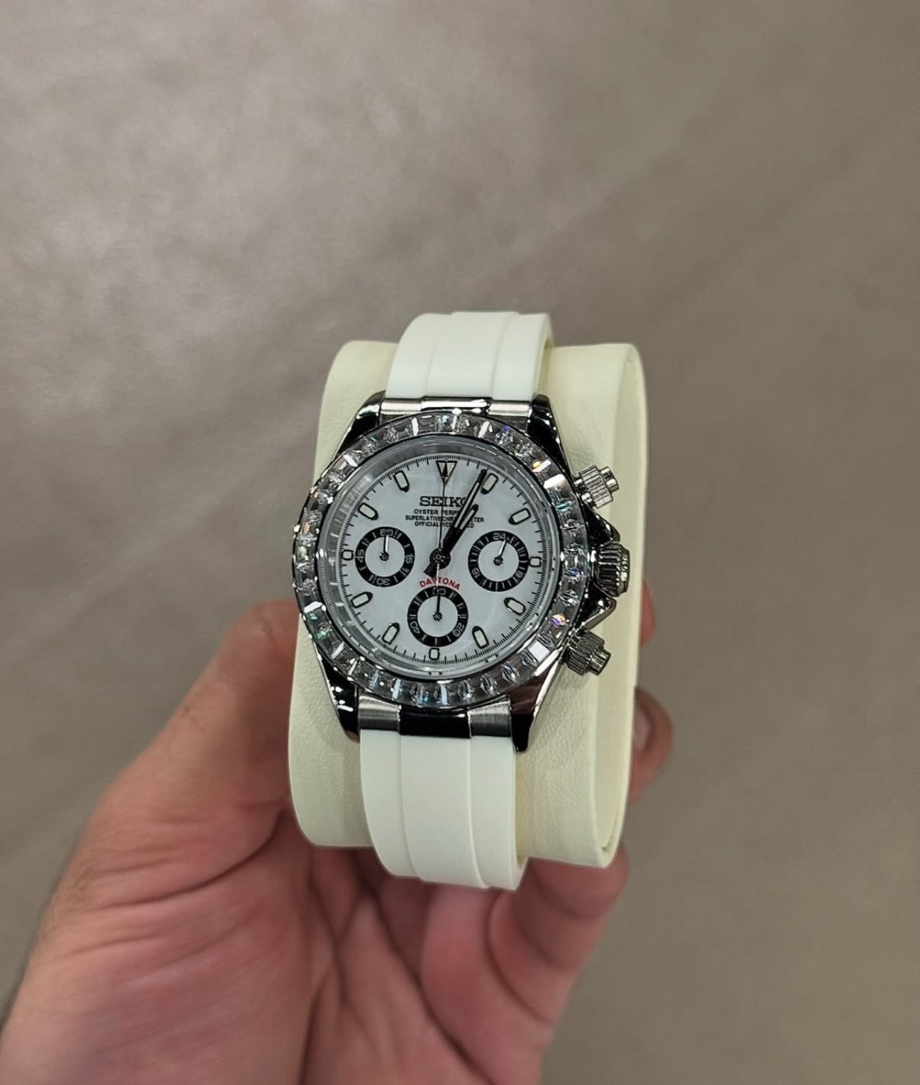 Special Edition Daytona Seiko "Ice White" Baguette Daytona