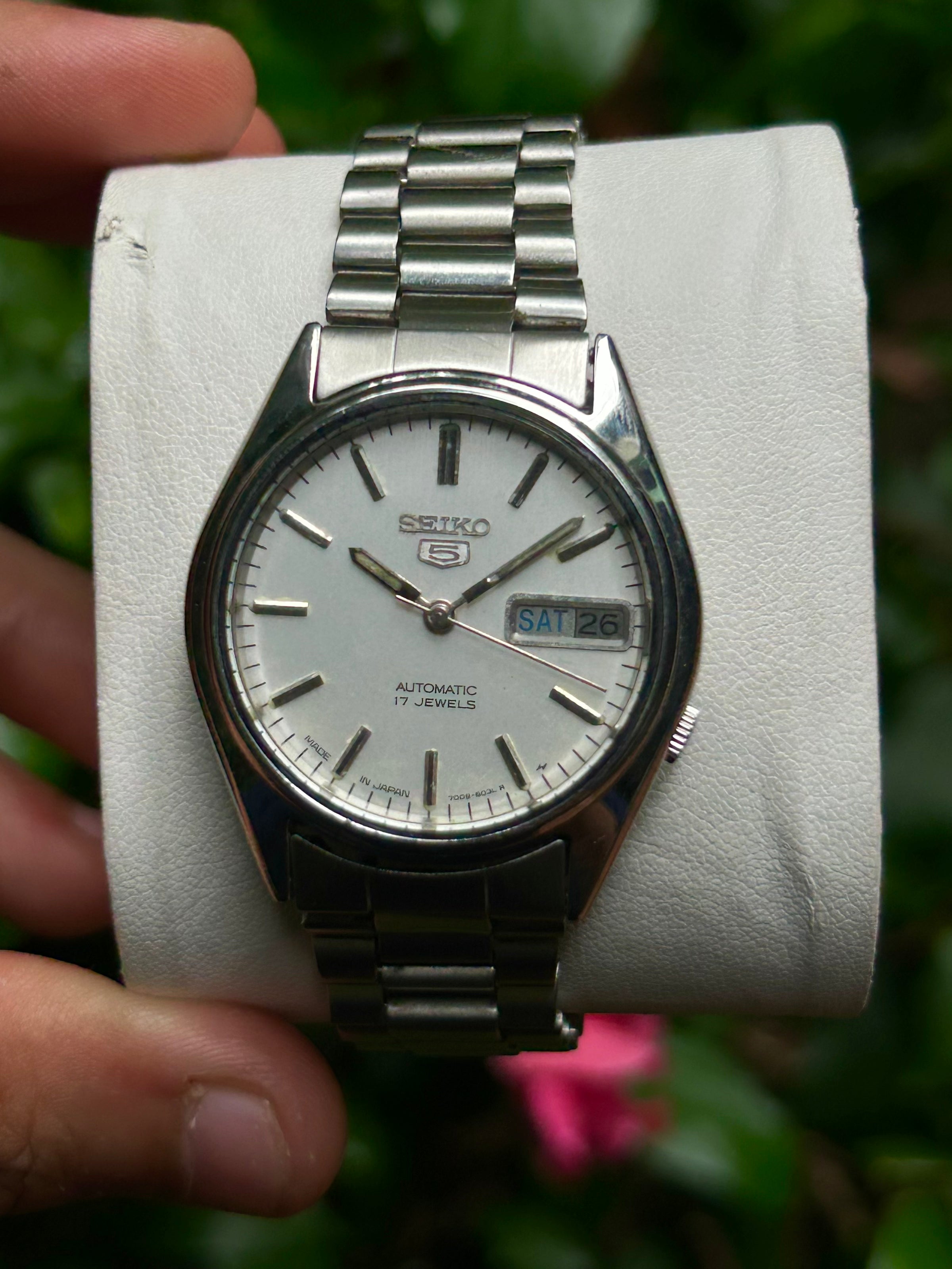 Seiko 5 Vintage 1985 White Dial Automatic Watch