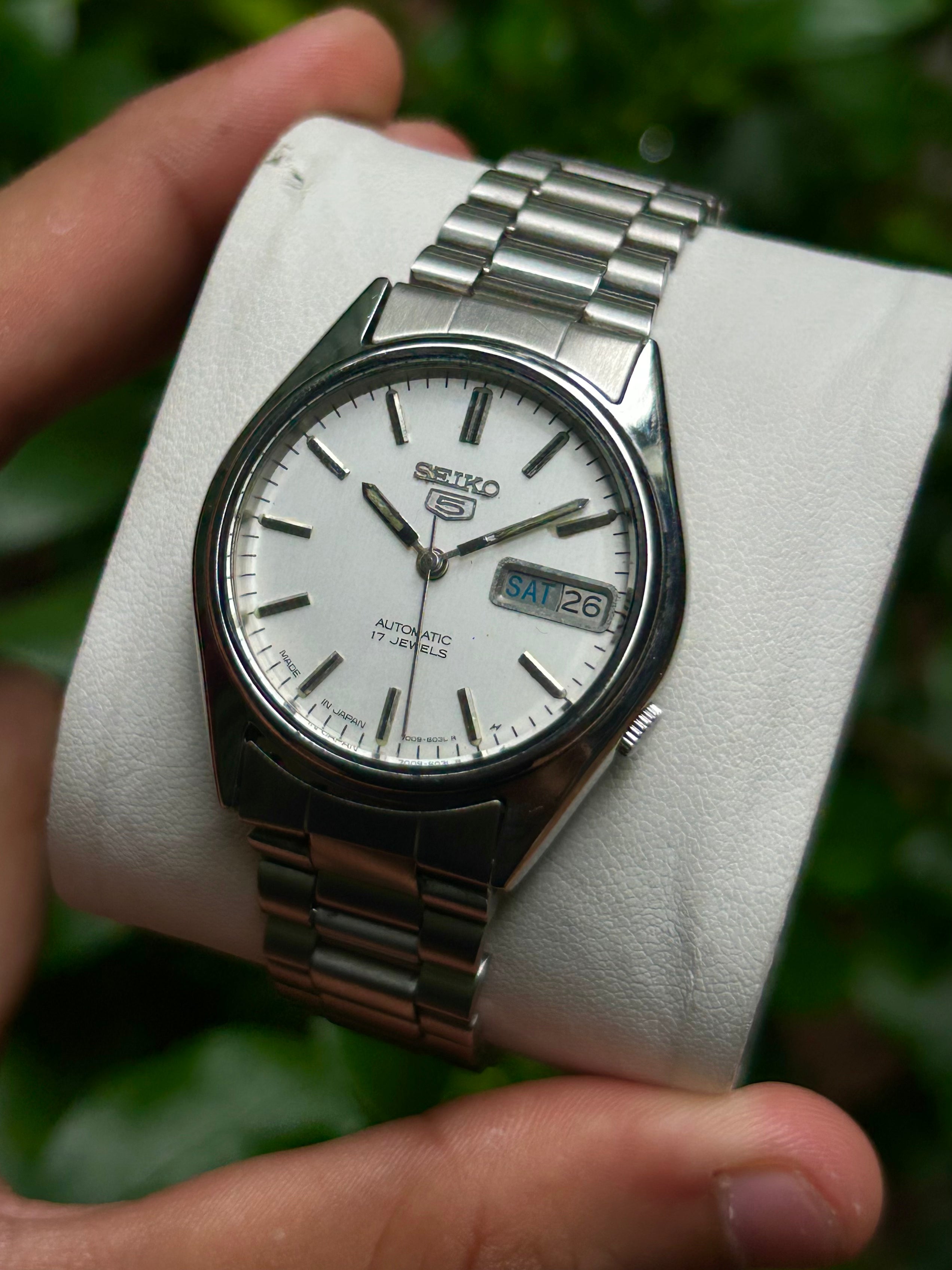 Seiko 5 Vintage 1985 White Dial Automatic Watch