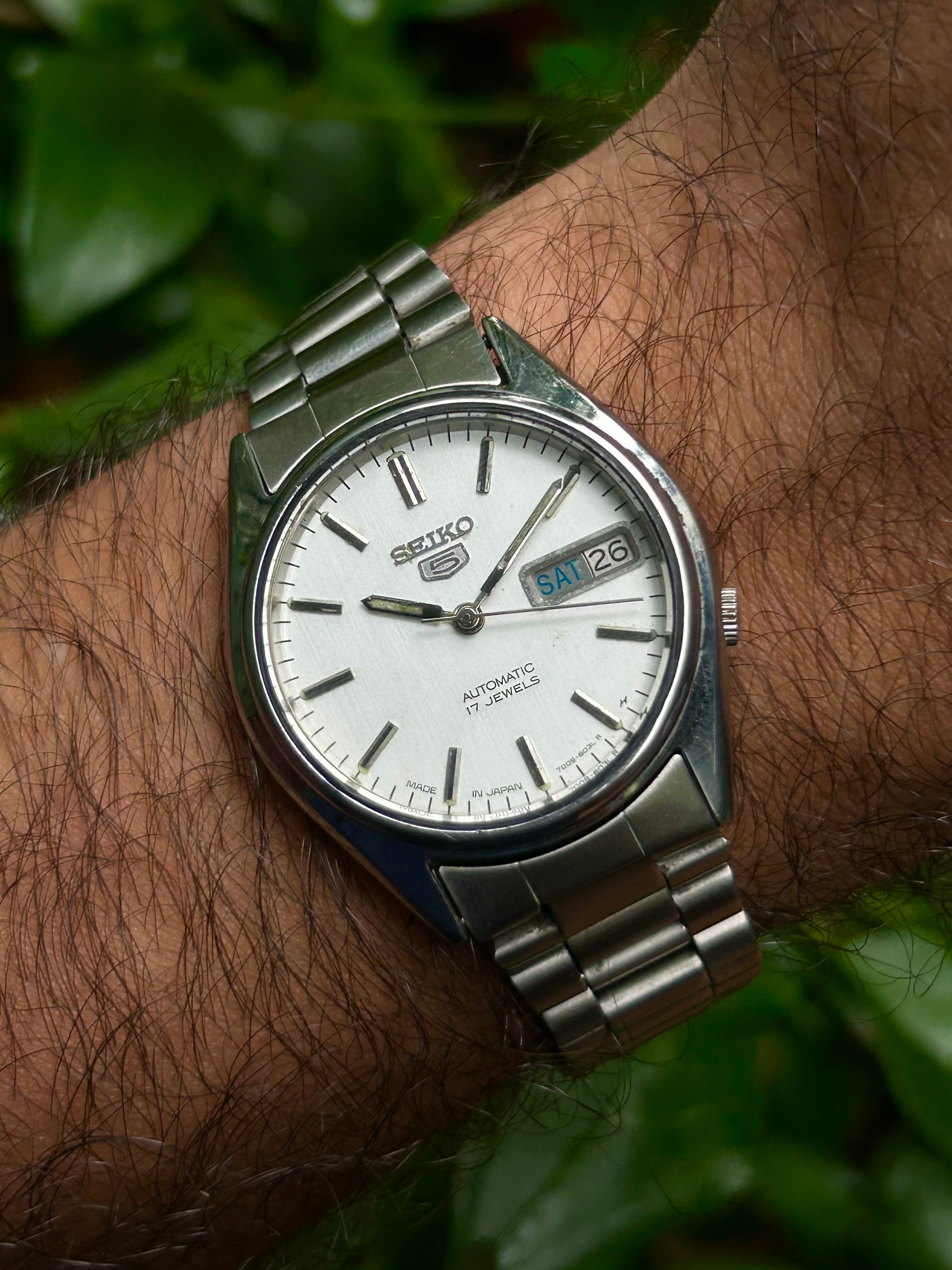 Seiko 5 Vintage 1985 White Dial Automatic Watch